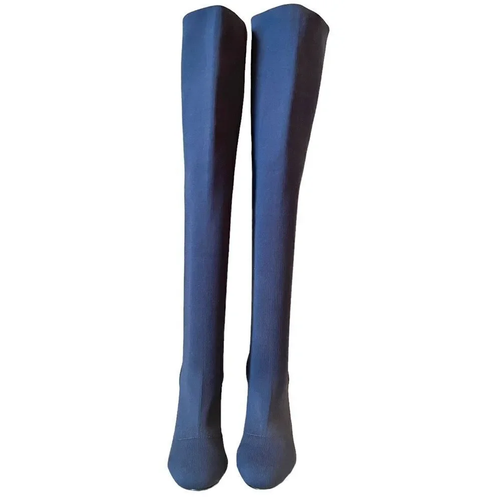 Charles By Charles David Simone Navy Blue Over-The-Knee Stretch Knit Boots
